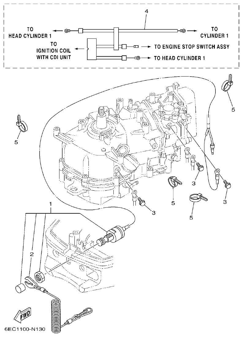 Yamaha F4BMH, F5AMH, F6CMH ELECTRICAL parts diagram